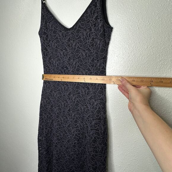 Milo Black & Deep Purple Lace Floral Crochet VNeck Strappy Maxi Dress P - Picture 11 of 12